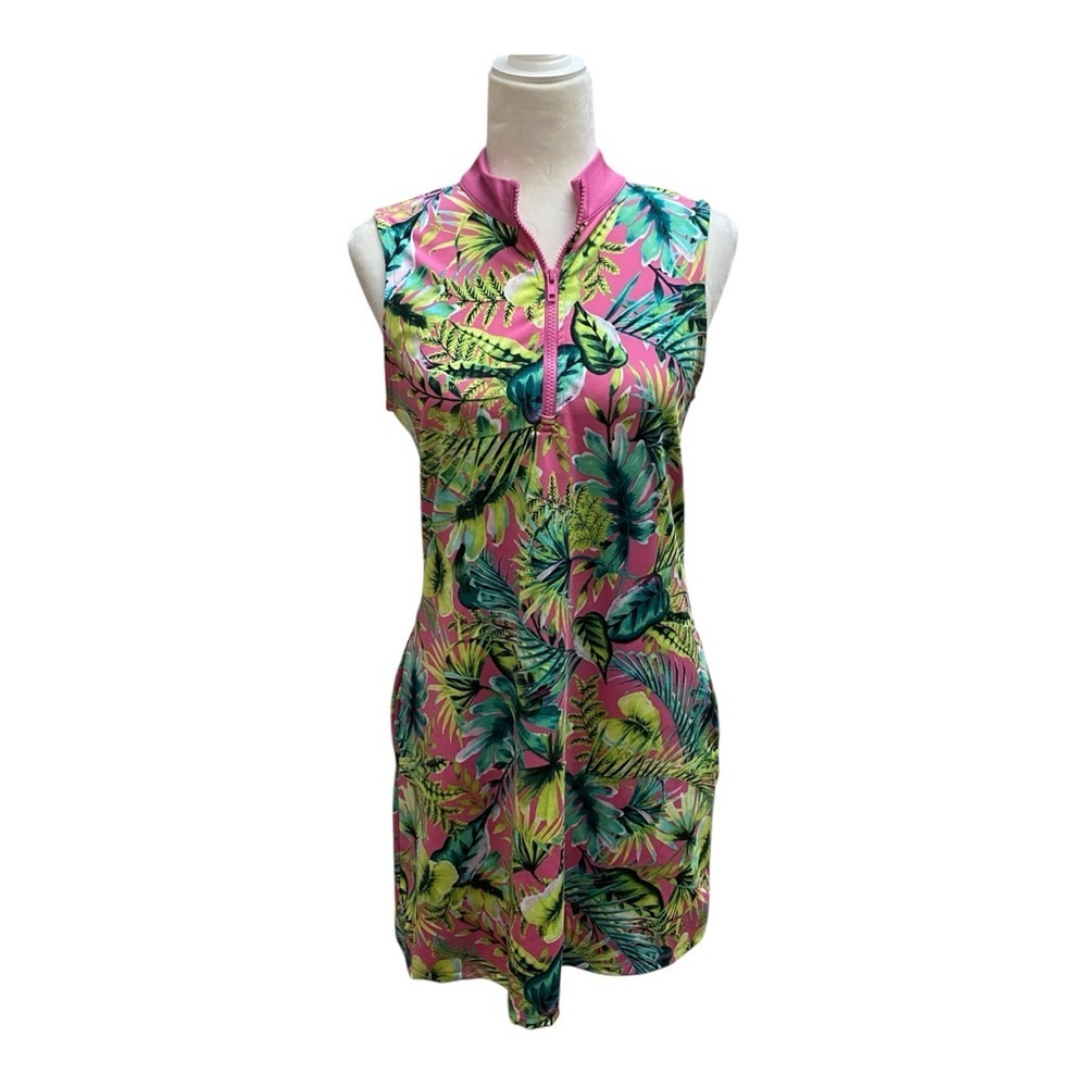 Tommy Bahama Womens Golf Tennis Dress Size Medium Pink Green Country Club Prep